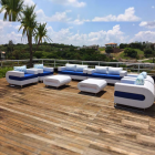 Mesa de Centro Calif&oacute;rnia em Fibra Sint&eacute;tica com Vidro