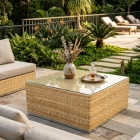 Mesa de Centro Angra em Fibra Sint&eacute;tica e Vidro