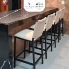 Banqueta Camila em Corda N&aacute;utica com Estofado Baixo