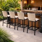 Banqueta Camila em Corda N&aacute;utica com Estofado Baixo