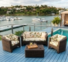 Mesa de Centro Caribe com Vidro em Fibra Sint&eacute;tica